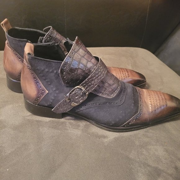 Jo Ghost black/brown leather, suede, crocodile ankle boots size 46/US13 main image 10